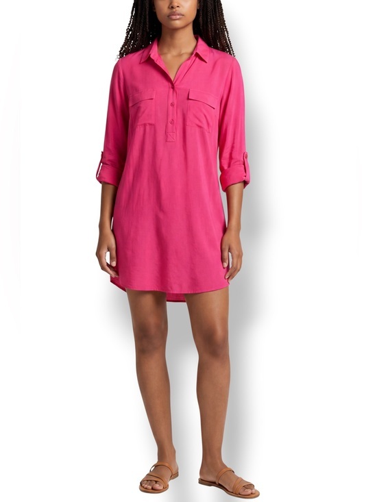 Grace Elements Tops - 4/$20 Grace Elements Hot Pink Long Sleeve Shirtdress Popover Tunic Size Medium